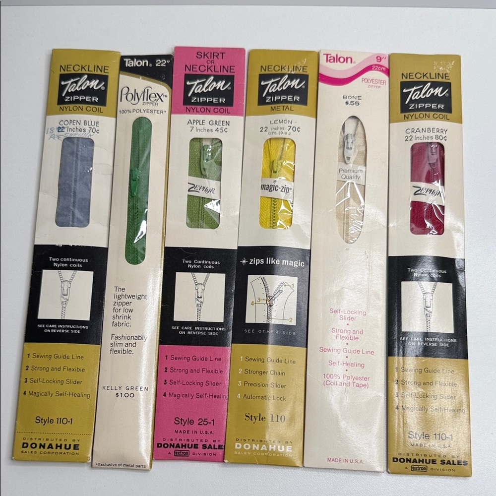 Talon vintage zippers lot of 6